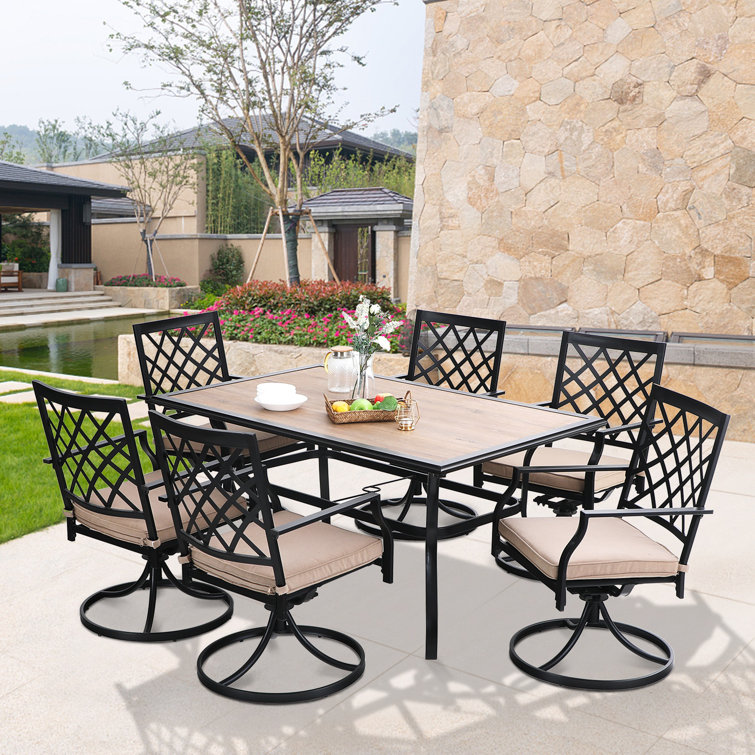 7 piece outdoor best sale dining set with cushions